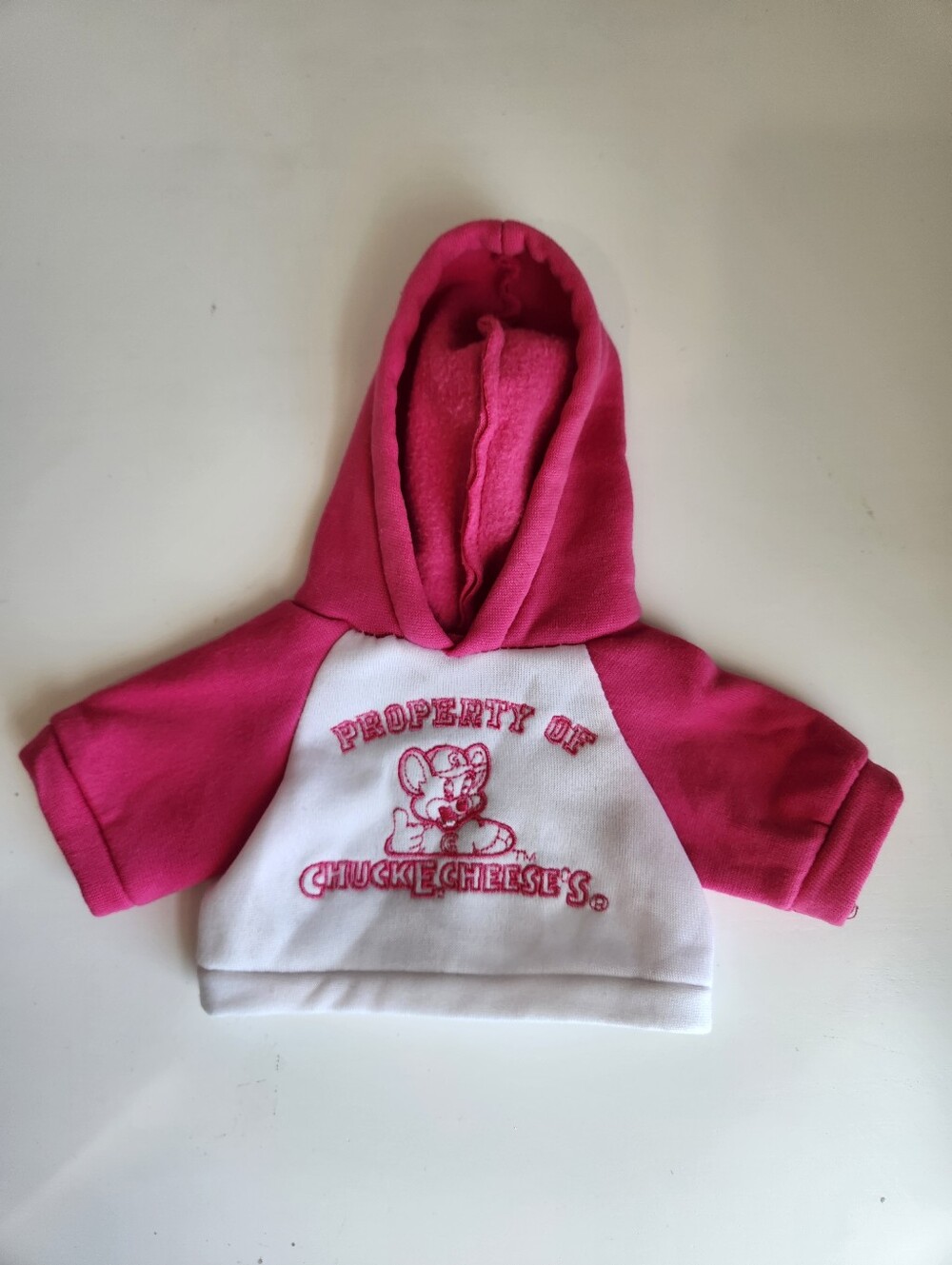 RARE Property Of Chuck E Cheese Pink Stuffed Animal Hoodie Doll Hoodie